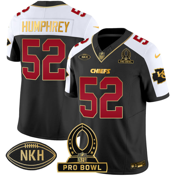 Men's Chiefs 2024 Pro Bowl Patch Vapor Jersey - All Stitched - Black Alternate - Creed Humphrey — view 1