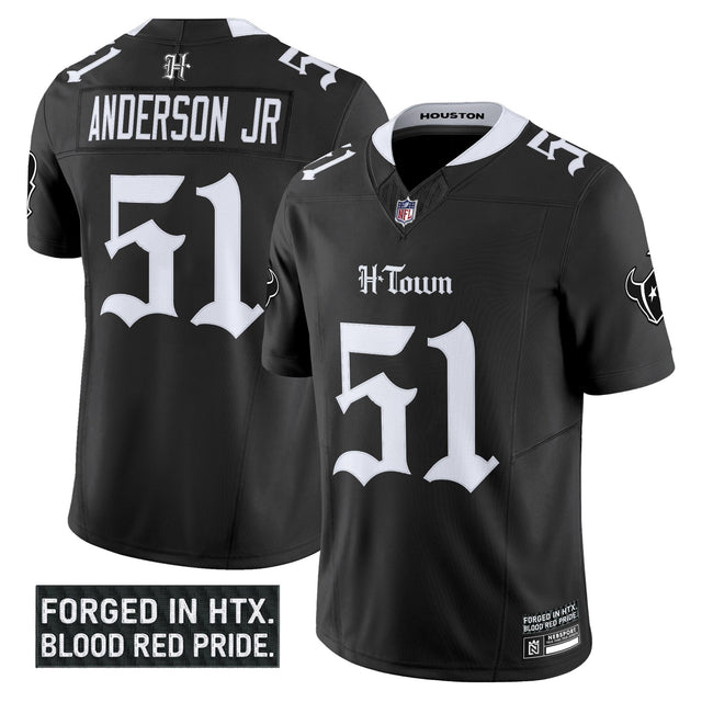 Men's Houston Texans 'Gothic Lone Star Shadows Edition' Vapor Limited Jersey - All Stitched - Black - Will Anderson Jr — view 1