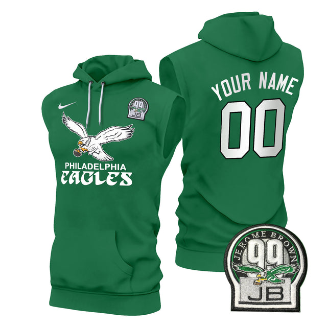 Eagles Kelly Green Custom Sleeveless Hoodie - All Stitched - Kelly Green — view 1