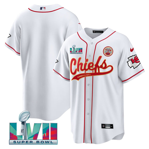 Men's Chiefs Super Bowl LVII Cool Base Jersey V2 - All Stitched - White - Team — view 1