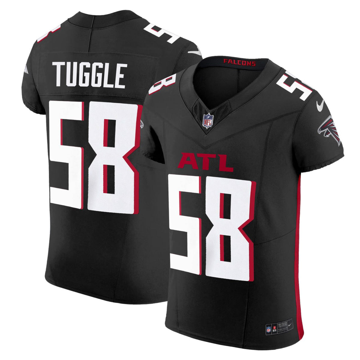 Jessie Tuggle Atlanta Falcons Black Vapor Elite Jersey - All Stitched - Black — view 1