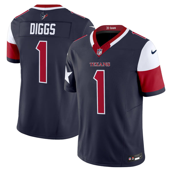 Men's Houston Texans 2024 Vapor Limited Jersey V5 - All Stitched - Navy - Stefon Diggs — view 1