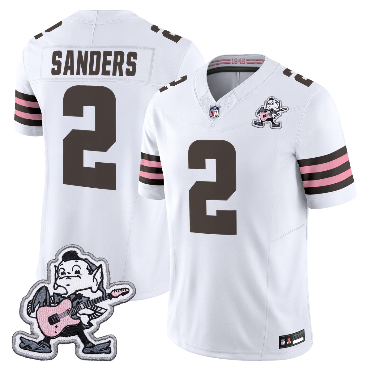 Men's Cleveland Browns MGK Patch Vapor Limited Jersey - All Stitched - White - Shedeur Sanders — view 1