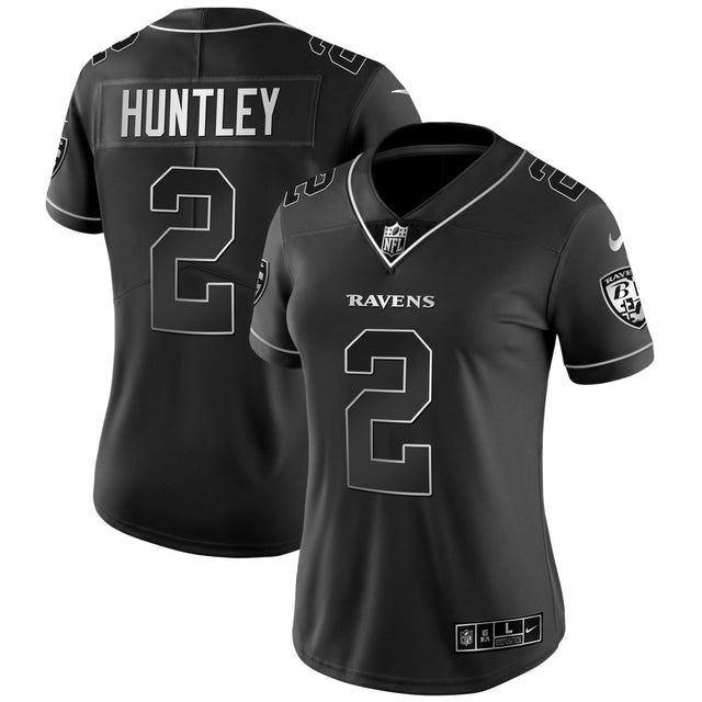 Women's Ravens Gold Vapor Jersey - All Stitched - Black Silver - Tyler Huntley — view 1