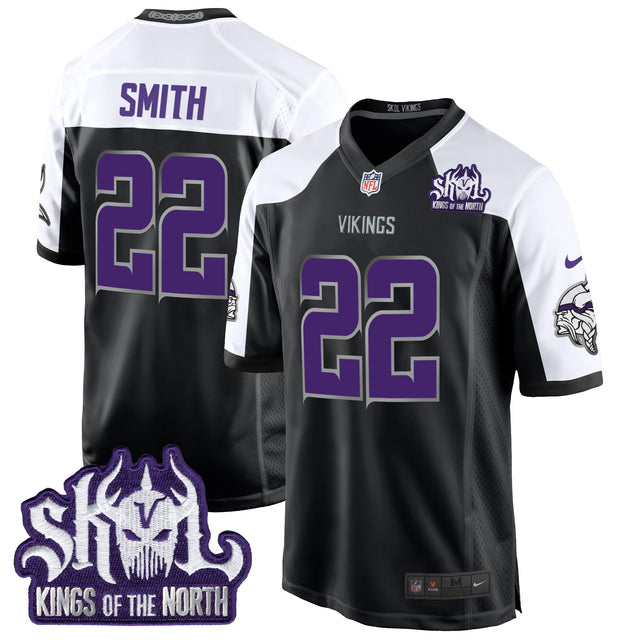 Men's Minnesota Vikings 2024 Winter Warrior Skol Patch Game Jersey - All Stitched - Black Alternate - Harrison Smith — view 1