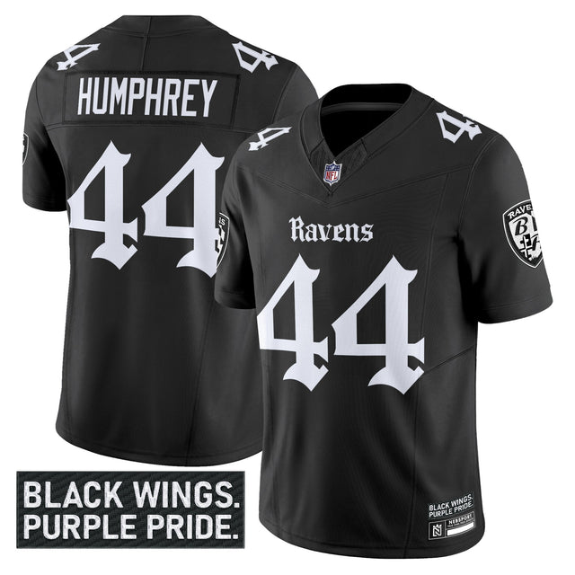 Men's Baltimore Ravens 'Gothic Nevermore Edition' Vapor Limited Jersey - All Stitched - Black - Marlon Humphrey — view 1