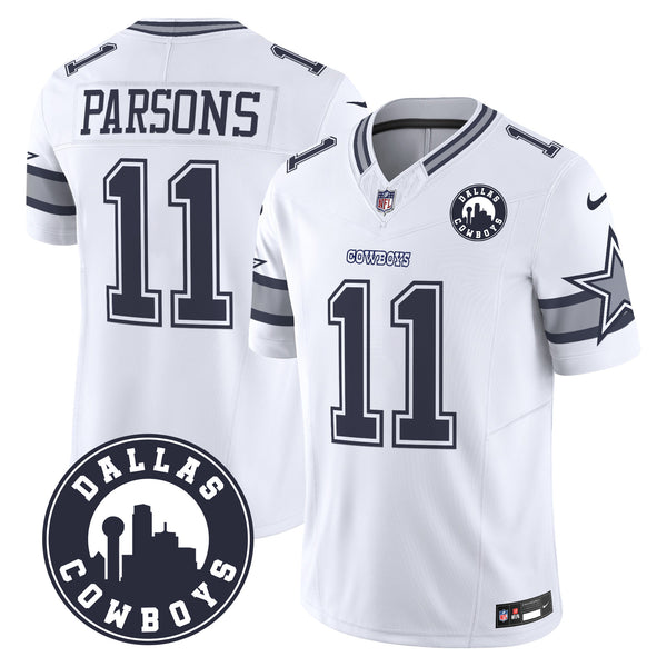 Men's Cowboys Dallas City Patch Vapor Limited Jersey - All Stitched - White - Micah Parsons — view 1