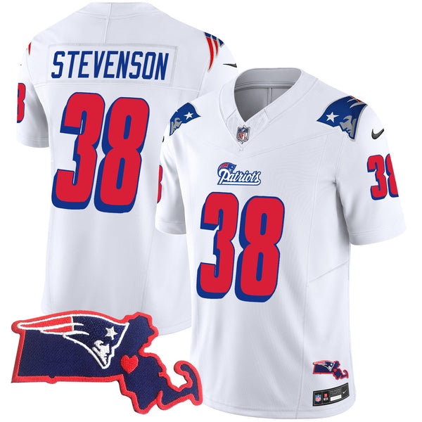 Men's Patriots 1996 Throwback State Patch Vapor Jersey - All Stitched - White - Rhamondre Stevenson — view 1