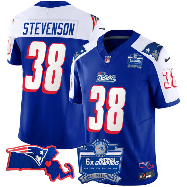 Women's Patriots Bill Belichick 6x Champions Patch Vapor Jersey - All Stitched - 1996 Alternate - Rhamondre Stevenson — view 1