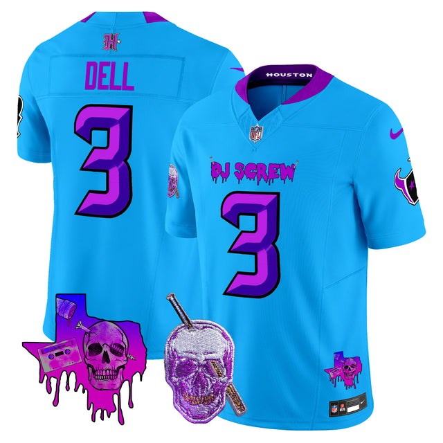 Men's Houston Texans DJ Screw Vapor Limited Jersey - All Stitched - Blue - Tank Dell — view 1