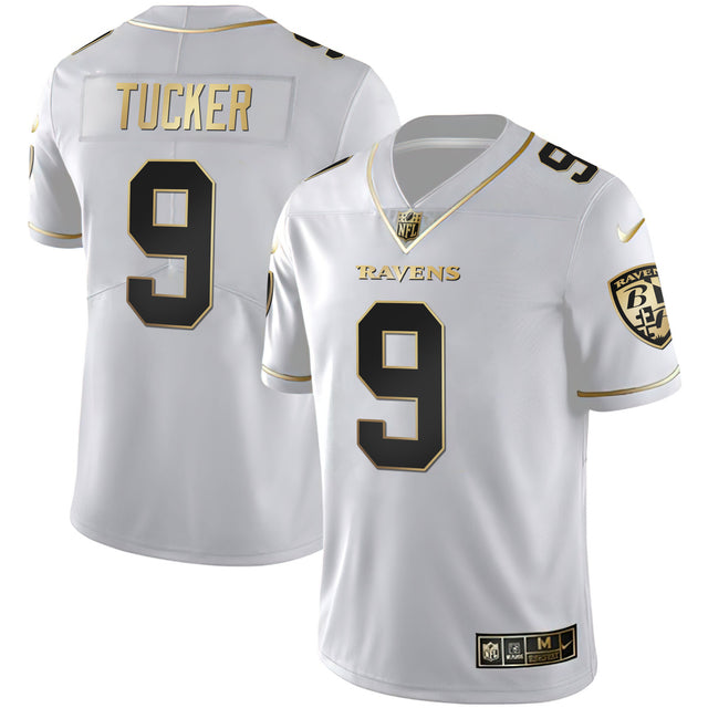 Men's Ravens Gold Vapor Jersey - All Stitched - White Gold - Justin Tucker — view 1