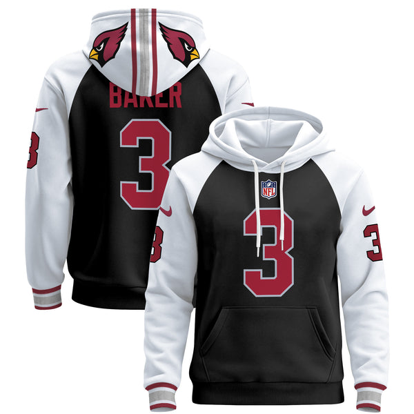 Men's Arizona Cardinals 2024 Pullover Hoodie - All Stitched - Black Alternate - Budda Baker — view 1
