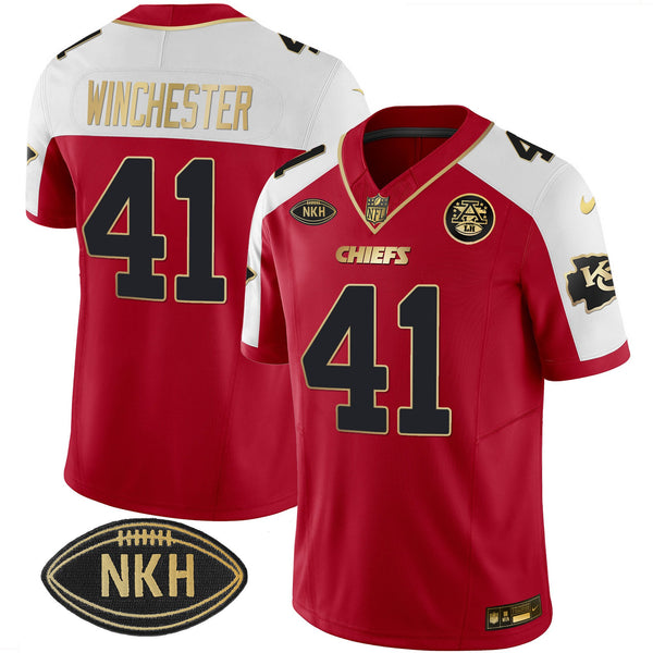 Chiefs James Winchester NKH Patch 2023 Vapor Jersey - All Stitched - Red Alternate — view 1