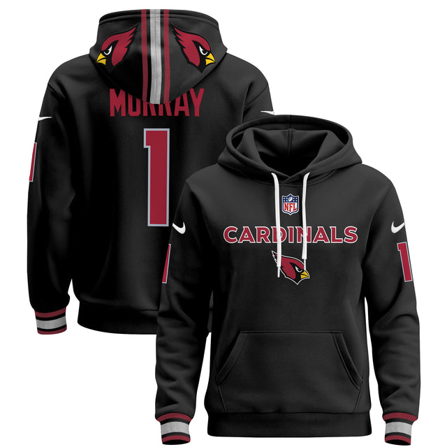 Men's Arizona Cardinals 2024 Pullover Hoodie V3 - All Stitched - Black - Kyler Murray — view 1