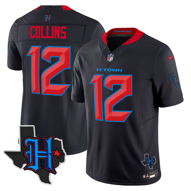 Nico Collins Houston Texans 2024 Texas Patch Men Jersey - All Stitched — view 1