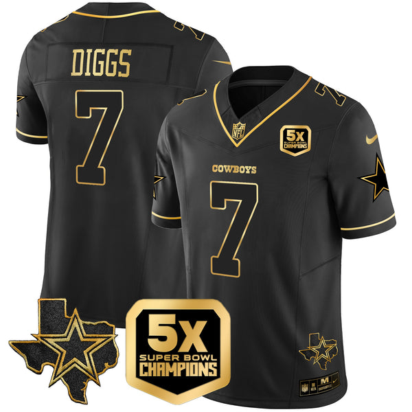 Men's Cowboys 5x Super Bowl Champions Vapor Limited Jersey - All Stitched - Black Gold - Trevon Diggs — view 1