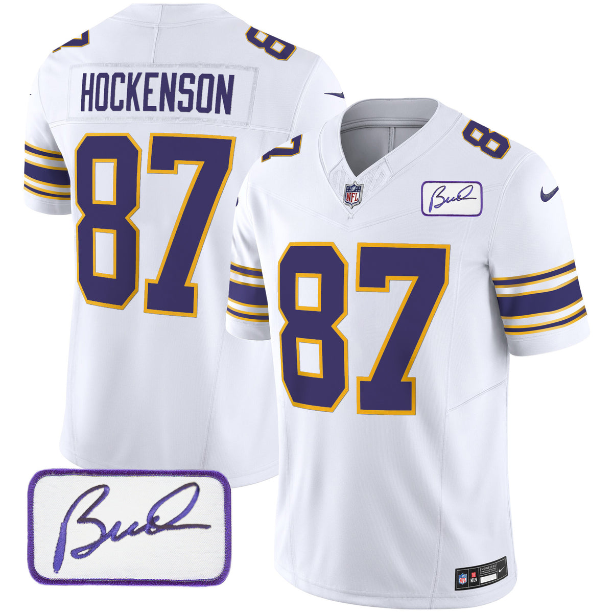 Men's Vikings Bud Grant Patch Classic Limited Jersey - All Stitched - White - T.J. Hockenson — view 1