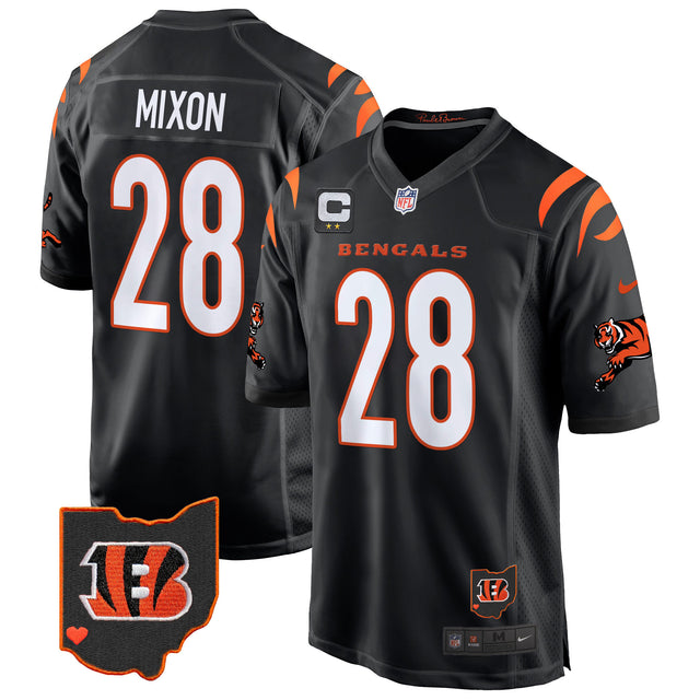 Men's Cincinnati Bengals 2024 Game Jersey - All Stitched - Black - Joe Mixon — view 1