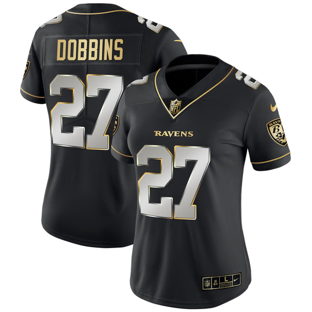 Women's Ravens Gold Vapor Jersey - All Stitched - Black Limited - J.K. Dobbins — view 1