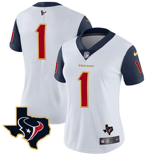 Women's Houston Texans Gold Trim Vapor Jersey - All Stitched - Navy Sleeves - #1 Team — view 1