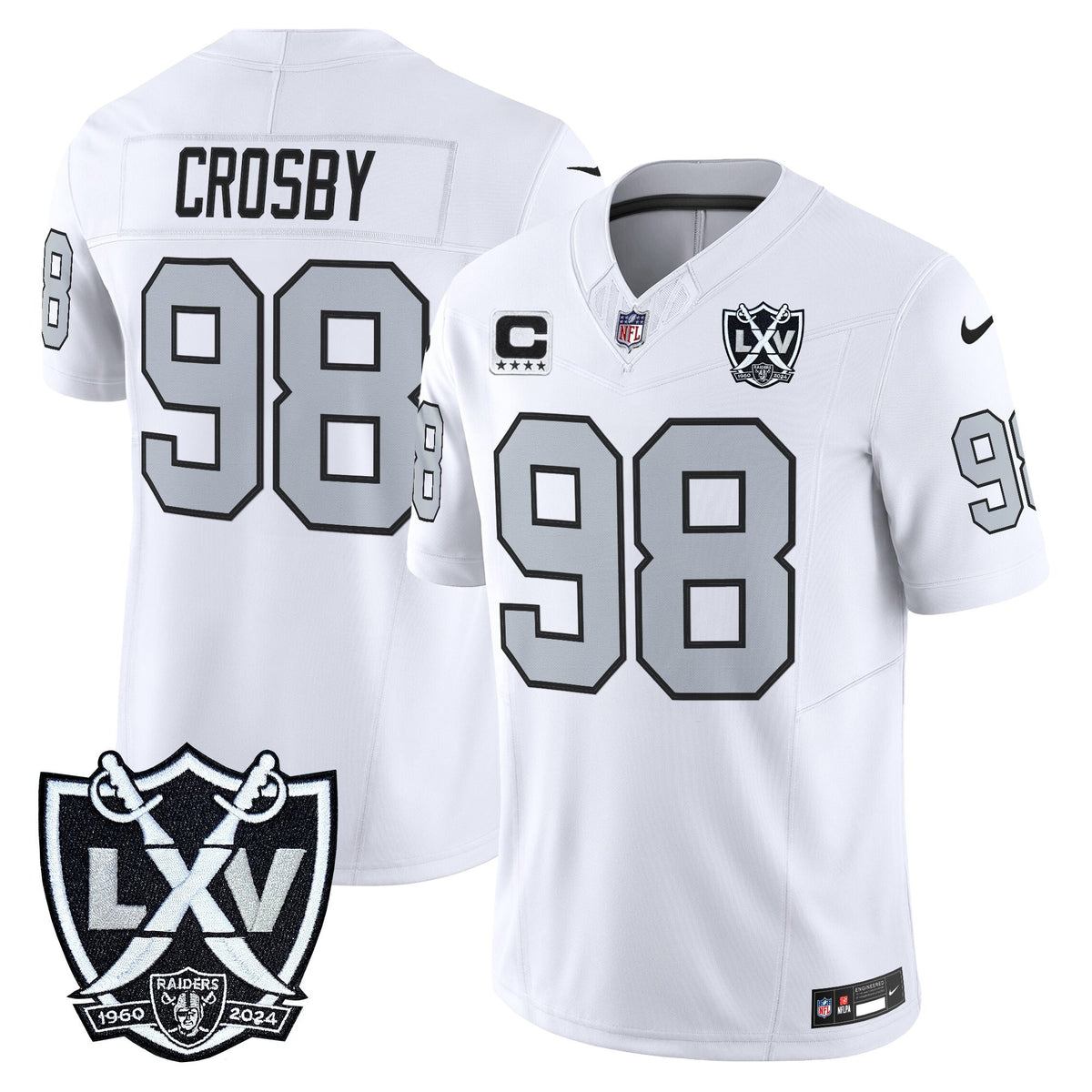 Men's Las Vegas Raiders 2026 Vapor Limited Jersey - All Stitched - White - Maxx Crosby — view 1