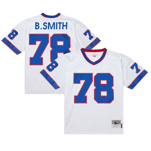 Men's Buffalo Bills Throwback Player Jersey - All Stitched - White - Bruce Smith — view 1