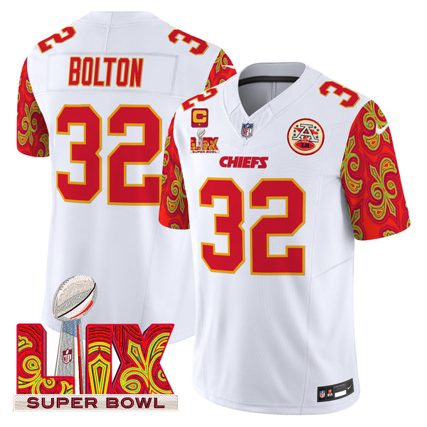 Men's Chiefs Super Bowl LIX Style Vapor Limited Jersey - All Stitched - White - Nick Bolton — view 1