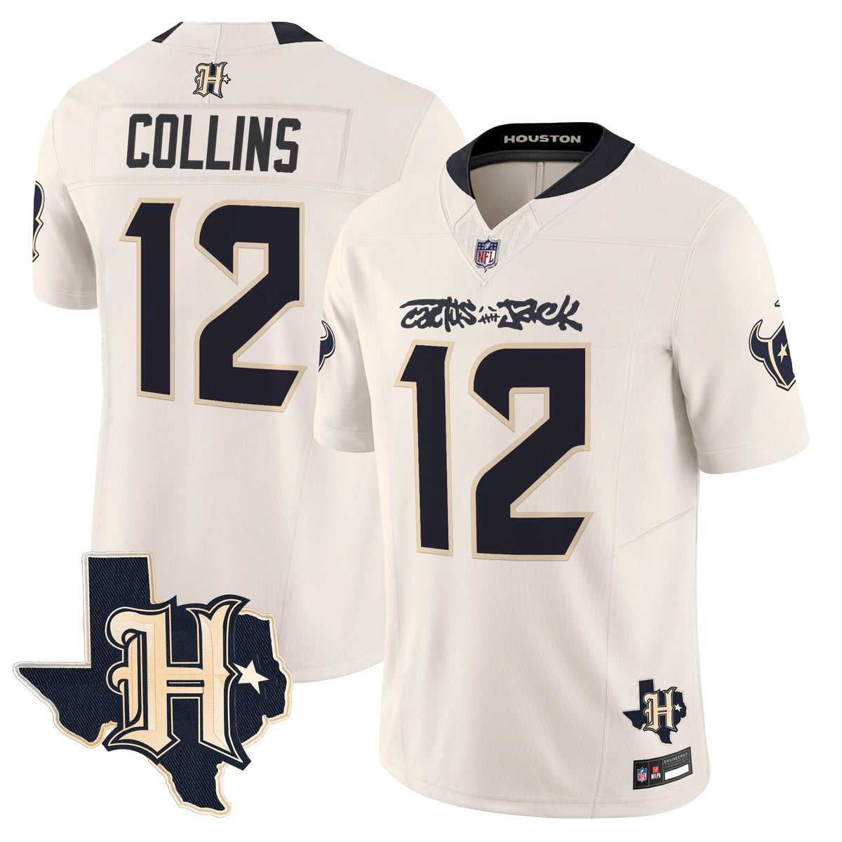 Men's Houston Texans x Cactus Jack Vapor Limited Jersey - All Stitched - Cream - Nico Collins — view 1
