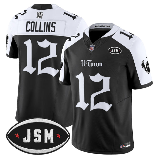 Men's Houston Texans Janice McNair Memorial Patch Vapor Limited Jersey - Gothic Edition - All Stitched - Alternate - Nico Collins — view 1