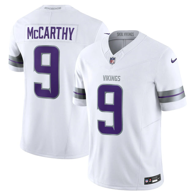 JJ McCarthy #9 Minnesota Vikings Winter Warrior White Out Alternate Jersey - All Stitched — view 1