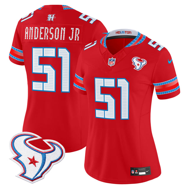 Women's Houston Texans 2026 Rivalries Vapor Limited Jersey - All Stitched - Red - Will Anderson Jr — view 1