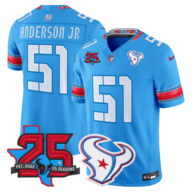 Men's Houston Texans 2026 Rivalries Vapor Limited Jersey - 25th Year Anniversary Patch - All Stitched - Blue - Will Anderson Jr — view 1