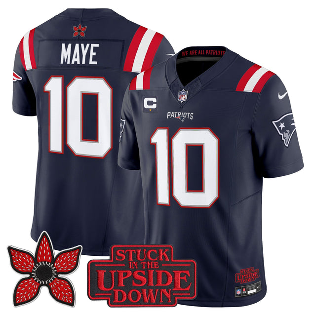 Men's New England Patriots 'Stranger Things Edition' Vapor Limited Jersey V2 - All Stitched - Navy - Drake Maye — view 1