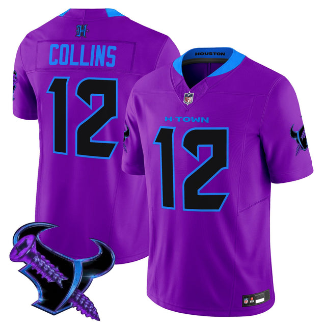 Men's Houston Texans 2025 DJ Screw Vapor Limited Jersey - All Stitched - Purple - Nico Collins ~5693911 — view 1
