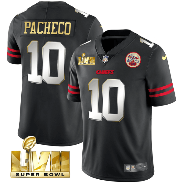 Men's Chiefs Super Bowl LVII Gold Vapor Limited Jersey - All Stitched - Gold Trim - Isiah Pacheco ~8962883 — view 1