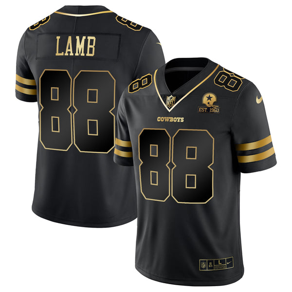 Men's Cowboys Vapor Gold Jersey - All Stitched - Black Gold - CeeDee Lamb — view 1