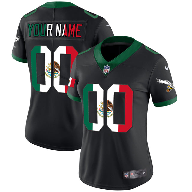 Eagles Mexico Gold & Kelly Vapor Custom Jersey - All Stitched - Kelly Black — view 1