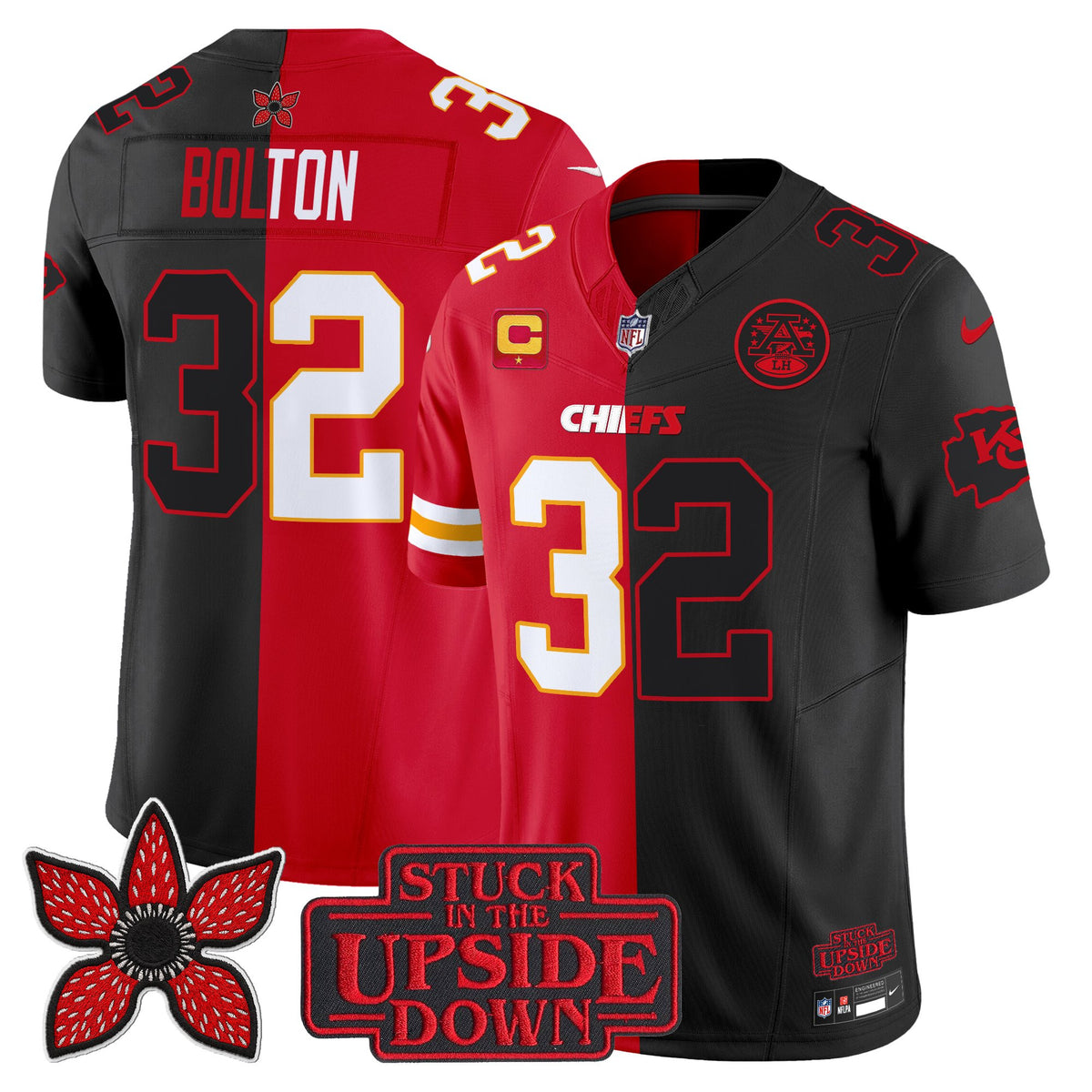 Men's Kansas City Chiefs 'Upside Down Edition' Vapor Limited Jersey - All Stitched - Red-Black - Nick Bolton — view 1