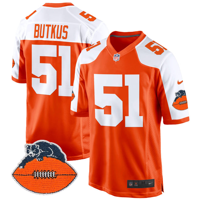 Men's Chicago Bears Throwback Game Jersey - All Stitched - Orange Alternate - Dick Butkus — view 1
