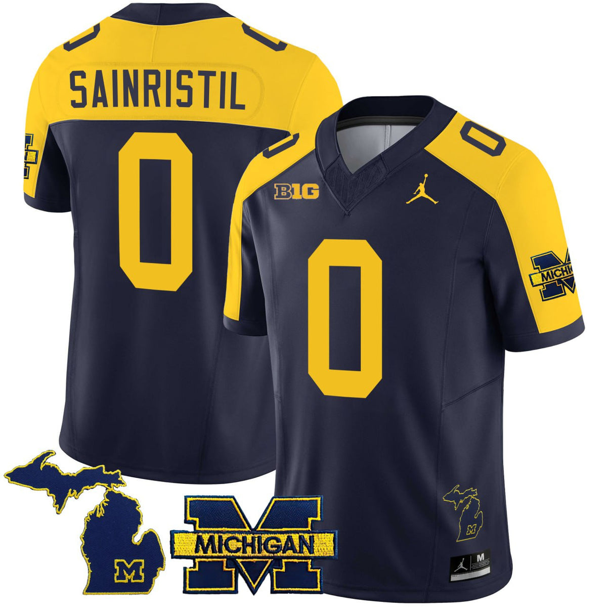 Mike Sainristil #0 Detroit Lions Michigan Alternate Jersey - All Stitched — view 1