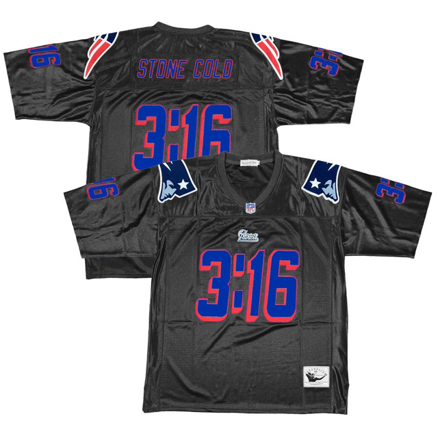 Stone Cold Steve Austin New England Patriots Black Jersey - All Stitched - Black — view 1