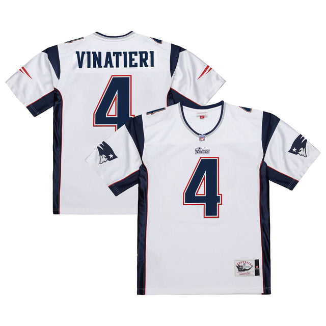 Men's New England Patriots Throwback Player Jersey - All Stitched - White - Adam Vinatieri — view 1