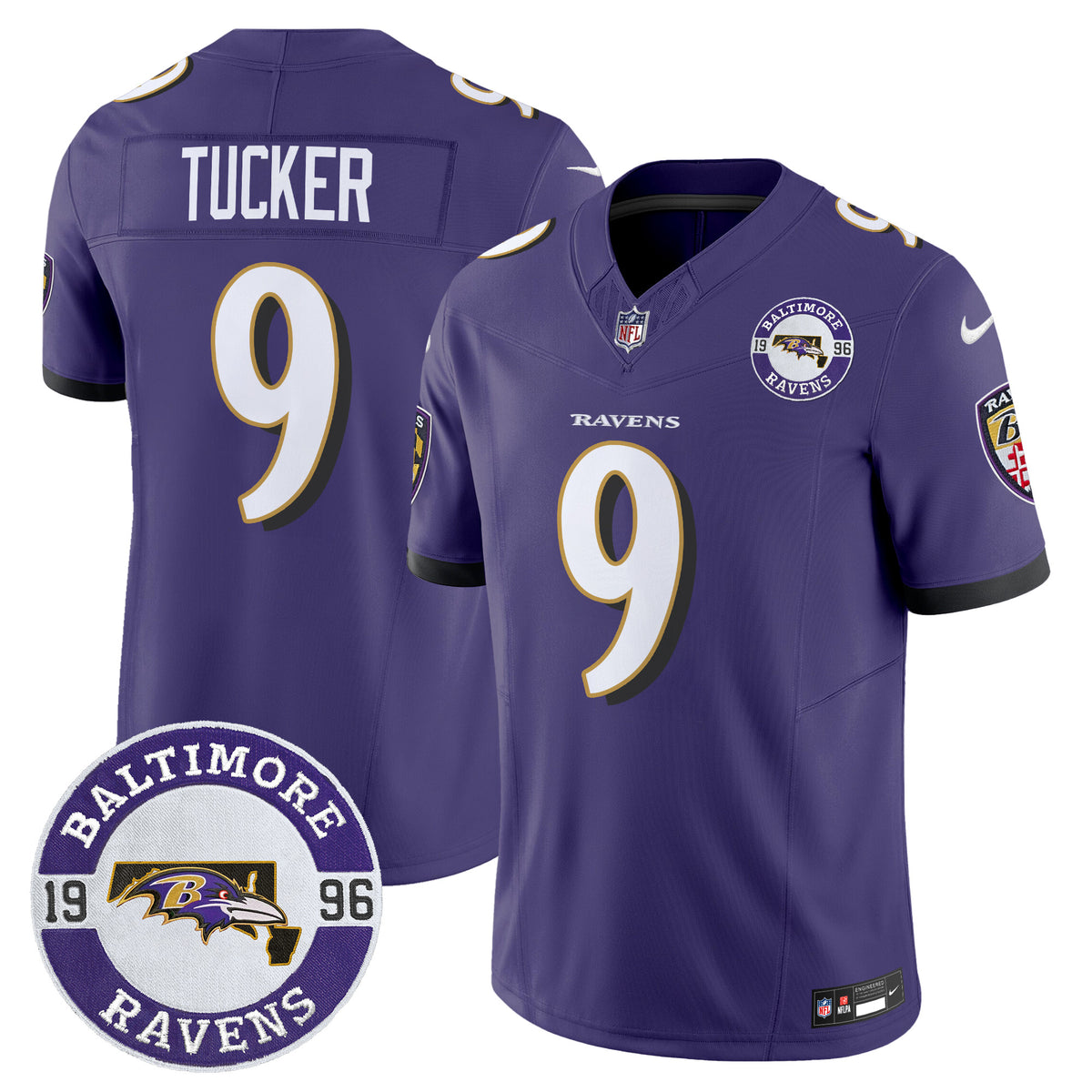 Men's Ravens 2024 Vapor Limited Jersey - Est. 1996 Patch - All Stitched - Purple - Justin Tucker — view 1