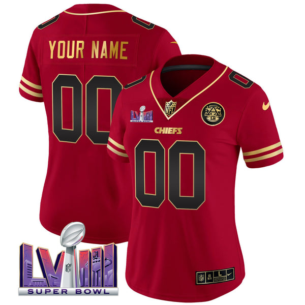 Chiefs Super Bowl LVIII Patch Vapor Custom Jersey - All Stitched - Black Red — view 1