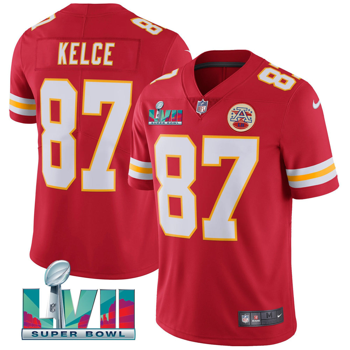 Men's Chiefs Super Bowl LVII Vapor Player Jersey - All Stitched - Red - Travis Kelce — view 1