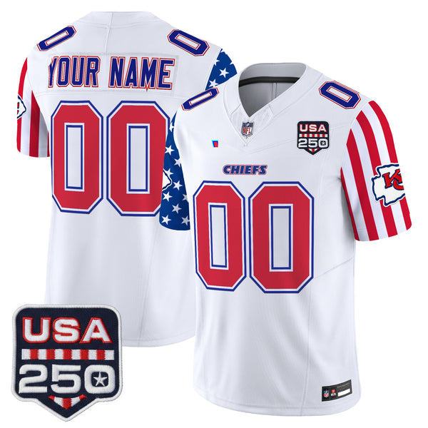 Chiefs America 250 Edition Vapor Limited Custom Jersey - All Stitched - White — view 1