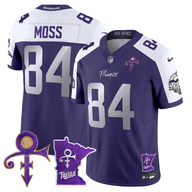 Men's Minnesota Vikings 2024 Prince Vapor Limited Jersey V2 - All Stitched - Purple Alternate - Randy Moss — view 1