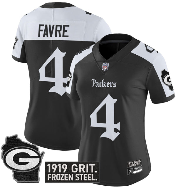 Women's Green Bay Packers 'Gothic Frozen Tundra Edition' Vapor Limited Jersey - All Stitched - Alternate - Brett Favre — view 1