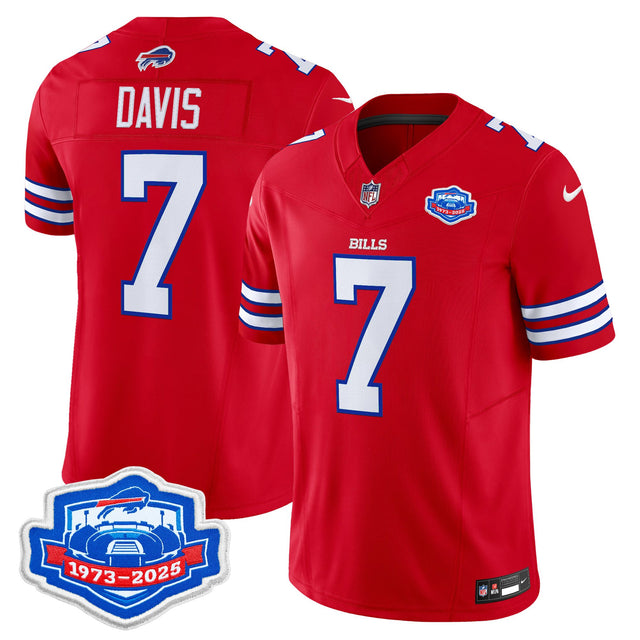 Men's Buffalo Bills 1973 - 2025 Farewell Season Patch Vapor Limited Jersey - All Stitched - Red - Ray Davis — view 1