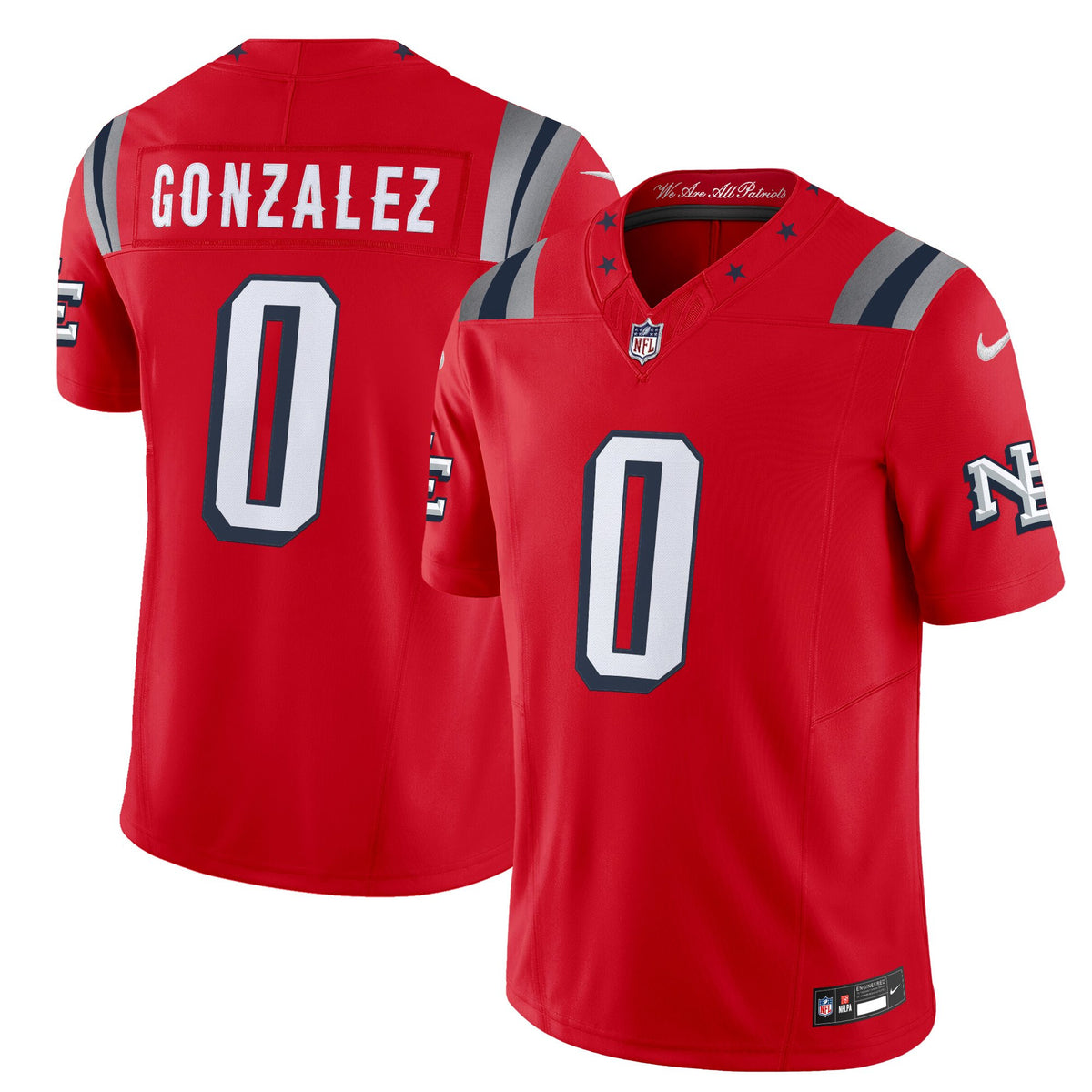 Men's New England Patriots 2025 Rivalries Vapor Limited Jersey - All Stitched - Red - Christian Gonzalez — view 1